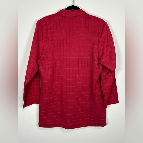 Vintage Red Check Plaid Double Breasted Blazer By Saddlebred Size Large - Picture 5 of 8